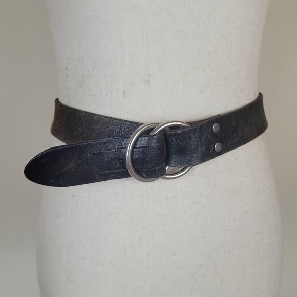 Gap Belt Womens Medium Black Leather D Ring Workwear Utility Industrial Rugged